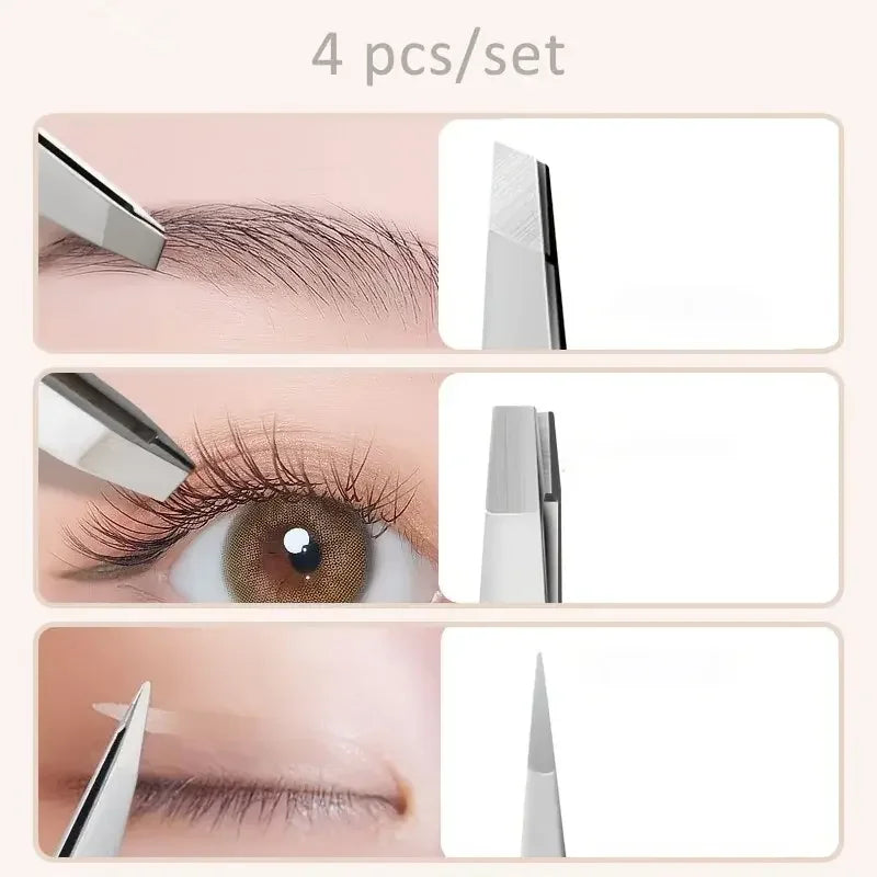 Set de Pinzas para Cejas Profesionales de Acero Inoxidable para Depilación Facial