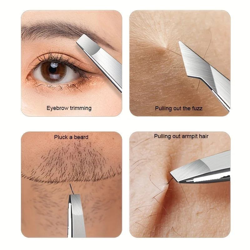 Set de Pinzas para Cejas Profesionales de Acero Inoxidable para Depilación Facial