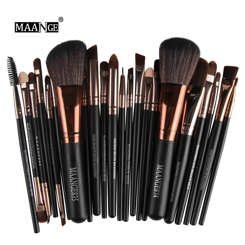 Set de 22 Brochas de Maquillaje Profesional para Rostro y Ojos