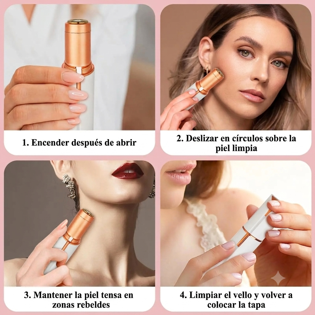 Depiladora Facial Eléctrica Portátil con Luz LED para Mujer